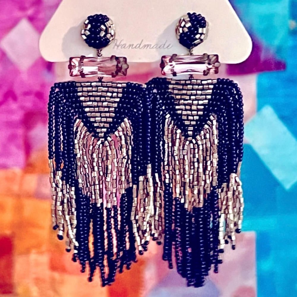 🌺🎉HP🎉🌺 NWT Deepa Gurnani Beaded Fringe Chandeliers - Picture 11 of 14